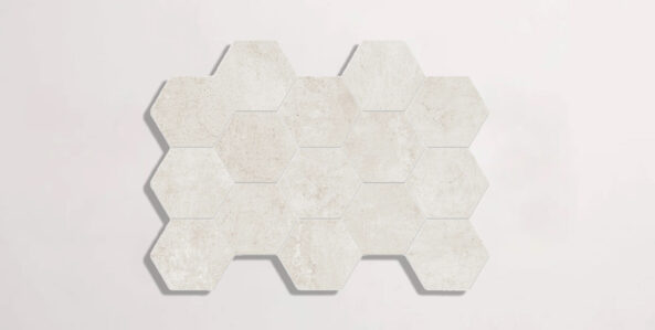 Nasco Stone + Tile GRO 200 hexagon mosaic porcelain tile.