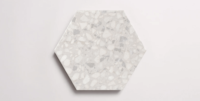 Nasco Stone + Tile Tex White hexagon porcelain tile.