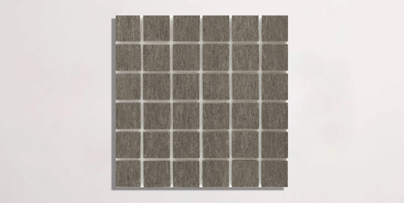 Nasco Stone + Tile Basaltico Caribou 2" x 2" porcelain mosaic tile.