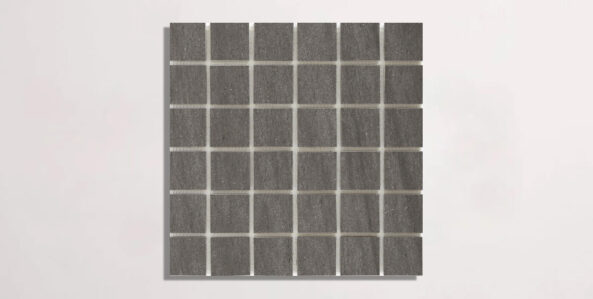 Nasco Stone + Tile Basaltico Charcoal 2" x 2" porcelain mosaic tile.