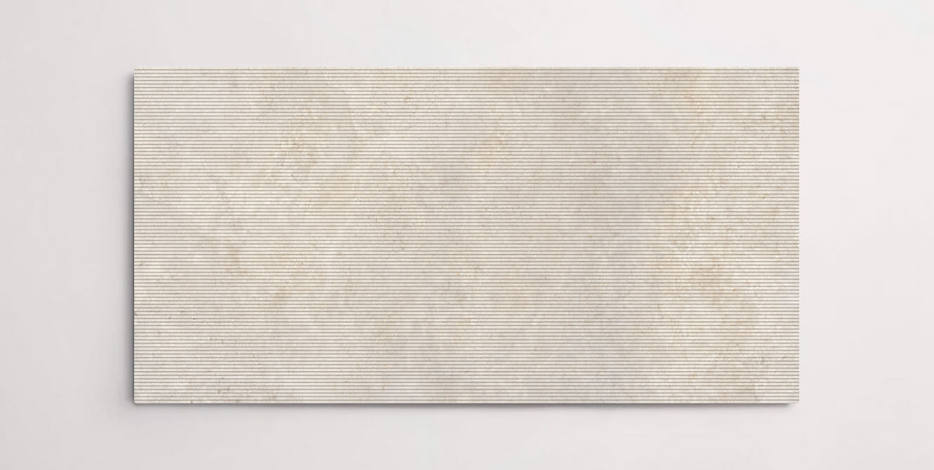 Nasco Stone + Tile 24" x 48" Eternity Ivory Grooved porcelain tile.
