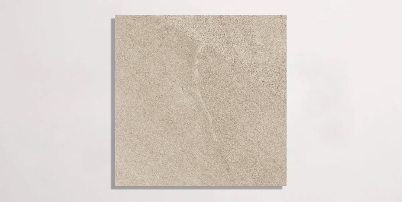 Nasco Stone + Tile Palermo Marsili 2CM limestone-look porcelain paver in brown.