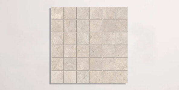 Nasco Stone + Tile Eternity Sand porcelain tile in a square mosaic format.
