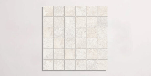 Nasco Stone + Tile Eternity White porcelain tile in a square mosaic format.
